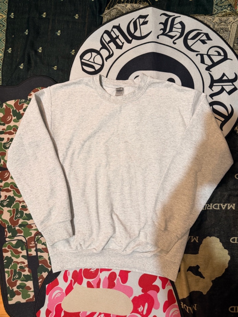 Gildan Light Gray Long Sleeve Crewneck Sweatshirt